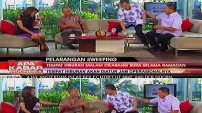 Muncul Video Munarman Siram Teh ke Muka Tamrin saat Live di tvOne